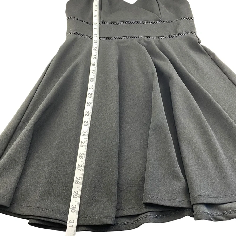 Francesca's Collection Jun & Ivy Black Skater Dress w/ Lattice Cut Outs - size L - Picture 9 of 13